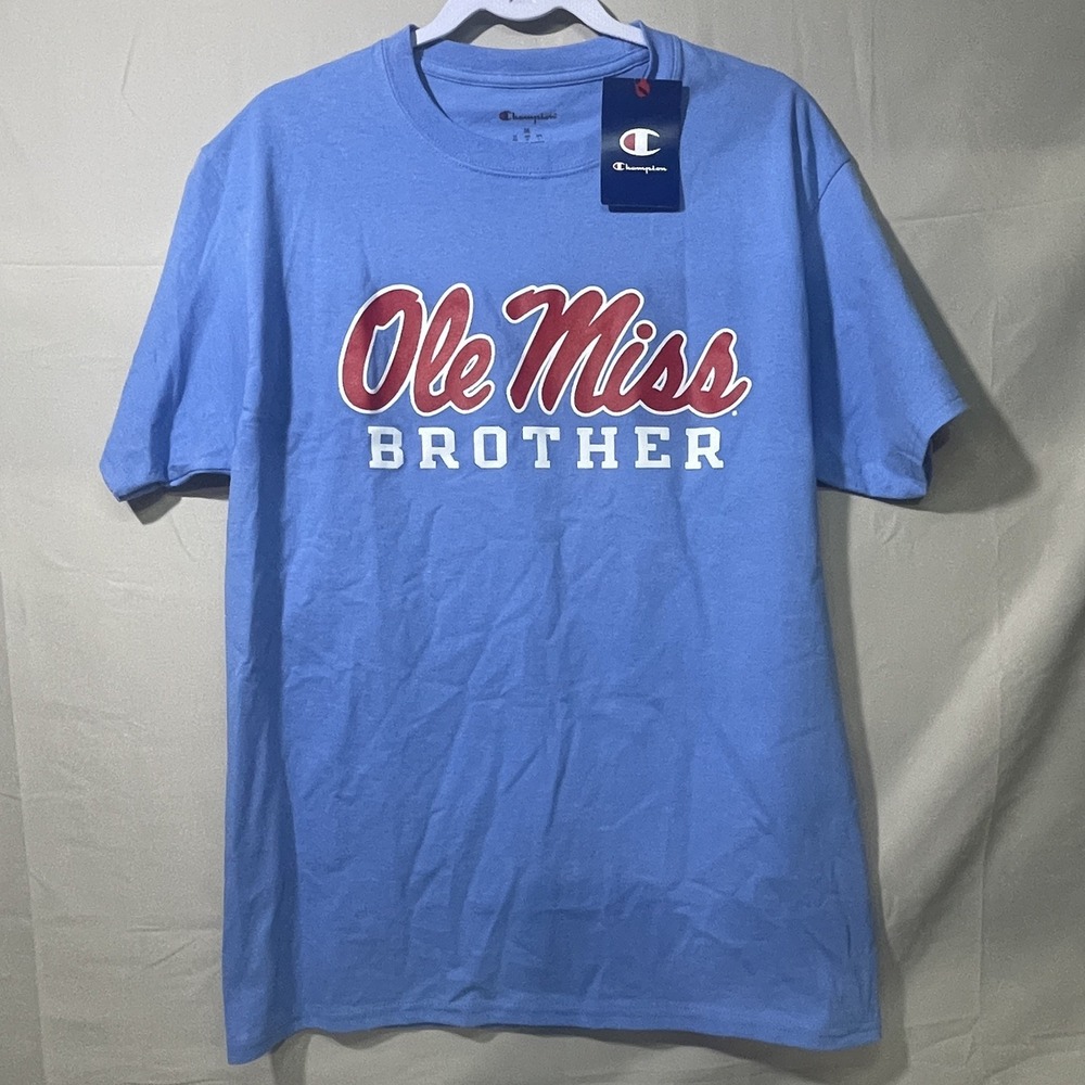 Champion Powder Blue NCAA Ole Miss Rebels Shirt Mens Medium Game Day Fan Gear